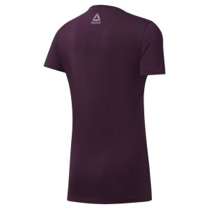 Reebok GS Texture Logo Crew T Shirt Damen - Tiefes Lila - DE 681-JWS